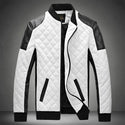 2022 Men Casual High Quality Classic Motorcycle Thick Pu Coat Winter Black White Stitching Contrast Motorcycle Leather Jacket