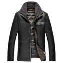 2021 Men's Leather Jacket Winter Warm Fur Collar 90% White Duck Down Casual Jackets Men Leather Black/Blue, Big M-4XL
