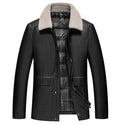 2021 New Men's Fashion Jackets Winter Warm White Duck Down Leather Coats for Men Fur Collar Black Down Jackets, Sizes M-4XL