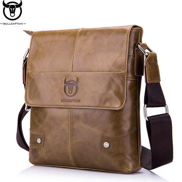 BULL CAPTAIN  Men brand  briefcase Bag Genuine Leather Man Crossbody Shoulder Bag Small Business Bags Messenger Leather Bags