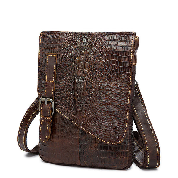 Alligator Genuine Cow Leather Messenger Bags Flap Casual Men Handbags Famous Brand Small Male Shoulder Crossbody Bags Crocodile