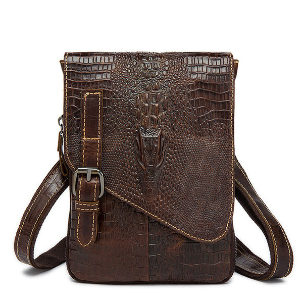 Alligator Genuine Cow Leather Messenger Bags Flap Casual Men Handbags Famous Brand Small Male Shoulder Crossbody Bags Crocodile
