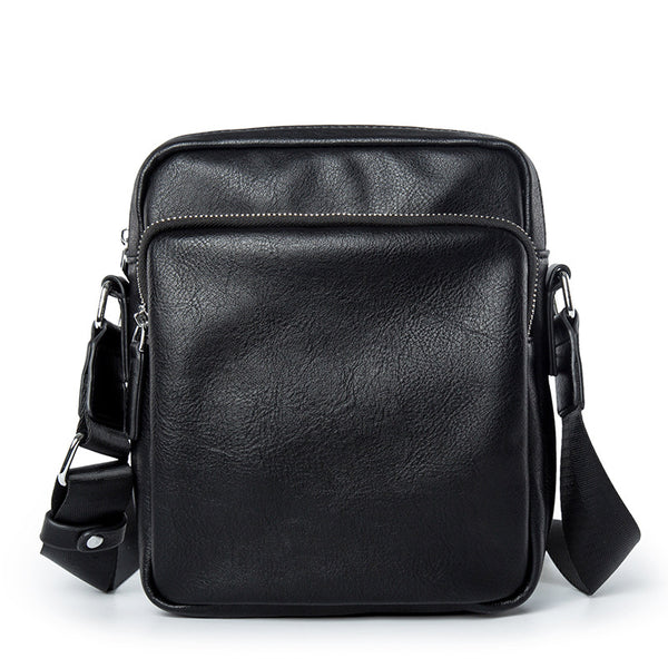 Vintage Zipper Small Square Men's Crossbody Bags Shoulder Bag Classic Leather Male Sling Cross Body Bags Business Briefcase