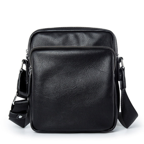 Vintage Zipper Small Square Men's Crossbody Bags Shoulder Bag Classic Leather Male Sling Cross Body Bags Business Briefcase