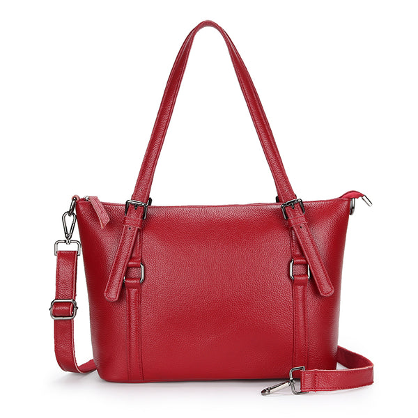 Womens Genuine Leather Laptop Tote Office Shoulder Handbag Vintage Briefcase 14 inch Computer Work Purse Wine Red