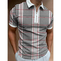 Luxury Men's Clothing Polo Shirts Golf Wear Casual Polka Dot Print Short Sleeve Tee Shirt Men Turn-Down Collar Zipper Polos Tops