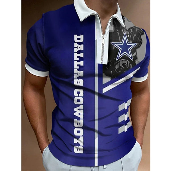 Luxury Fashion Men's Clothing Polo Shirts Casual Sports Club Print Short Sleeve Tee Shirt Men Turn-Down Collar Zipper Polos Tops