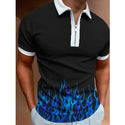 Luxury Fashion Men's Clothing Polo Shirts golf Stripe Print Casual Short Sleeve Tee Men Turn-Down Collar Zipper Polos Shirt Tops