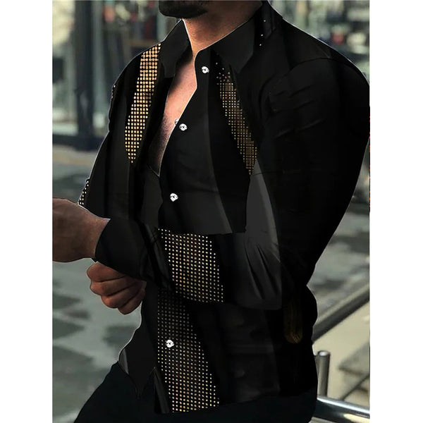 Fashion Men Shirts Oversized Casual Buttoned Shirt Stripe Print Long Sleeve Tops Mens Clothes Prom Cardigan Blouses High Quality
