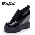 Fujin 11cm Platform Wedge Hidden Heel Women Casual Shoes Chunky Sneakers Microfiber Leather Female Shoes Spring Autumn