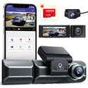 AZDOME 3 Channel Dash Cam, Front Inside Rear Three Way Car Dash Camera, 4K+1080P Dual Channel, With GPS, WiFi, IR Night Vision