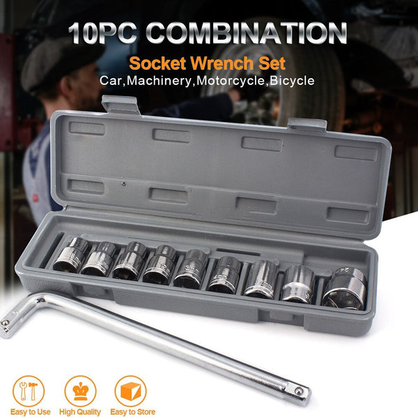 1/2 Drive Automatic Socket Wrench Set 10 Pcs Square Professional Bicycle Car Repair Tool Kit for Automative Tire Wheel Repairing