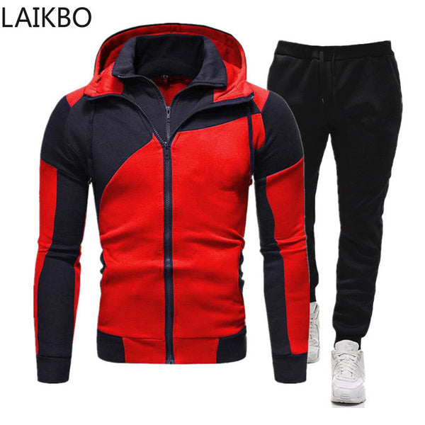 Spring Autumn 2020 Men's Sweat Suit Set Tracksuit Men Outfit Full Sleeve Tops with Hood Outdoor Sport Wear Men's Hooded Suit