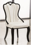 Ou eat chair recreational chair Korean white PU leather solid wood chair