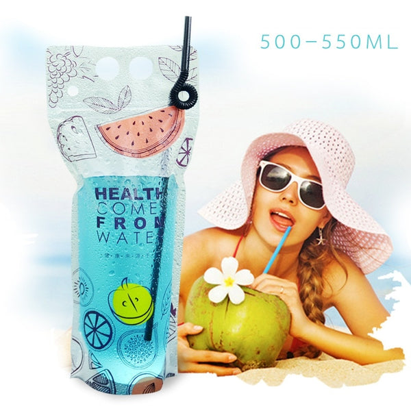 500ml Transparent Self-sealed Plastic Beverage Bag DIY Drink  Container Drinking Bag Fruit Juice Food Storage party Drink bag