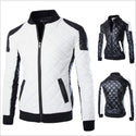 New Fashion PU Leather Jacket Men Black White Solid Mens Faux Fur Coats Trend Slim Fit Youth Motorcycle Suede Jacket Male