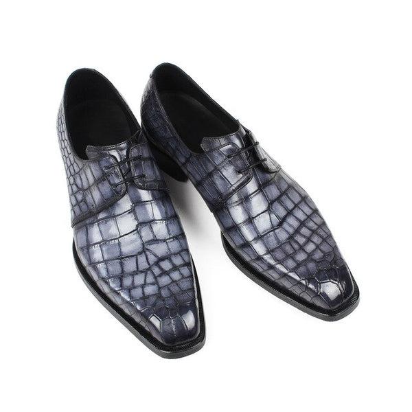 Vikeduo Classic Formal Footwear Man Fashion Style Genuine Crocodile Leather Derby Dress Shoes Plaid Handmade Men's Shoe Zapatos