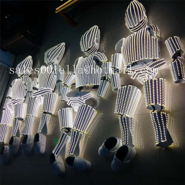 2015 Fashion LED Luminous Robot Suit Growing Light Up Armor Costume With Led Helmet For Nightclubs Party DJ Dance Clothes