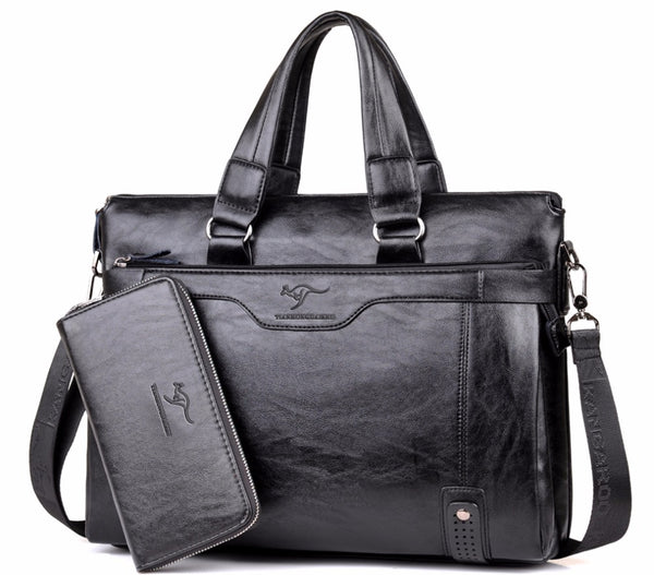 Men Business Leather Briefcase Shoulder Messenger Bag for 14" Laptop Men's Crossbody Briefcase Bags man Handbag Messenger bags