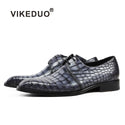 Vikeduo Classic Formal Footwear Man Fashion Style Genuine Crocodile Leather Derby Dress Shoes Plaid Handmade Men's Shoe Zapatos