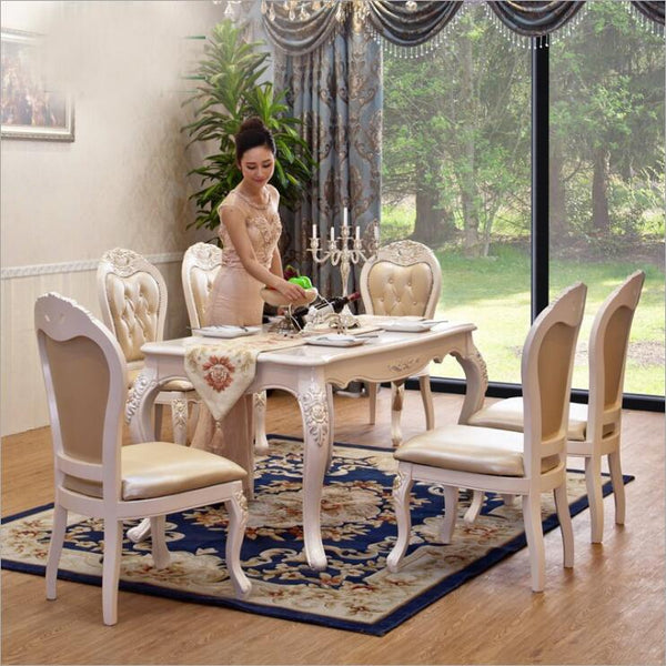 Modern Style Italian Dining Table, 100% Solid Wood Italy Style Luxury Dining Table Set 6 chairs o1101