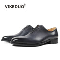 VIKEDUO Handmade Men's Oxford Shoes Solid Gray Wedding Office Formal Dress Shoe Male Plus Size Genuine Cow Leather Zapato Hombre