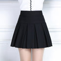 2019 Spring&autumn Women Pleated Skirt Korean Slim Sexy Office Solid Color Stretch High Waist A Line Skirt Plus Size Black Skir