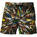 2019 summer men's fish-print beach shorts 3D printed fashion men's shorts fitness pants Asian size s-6xl