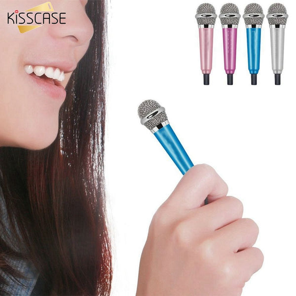 KISSCASE Portable 3.5mm Stereo Studio Mic KTV Karaoke Mini Microphone For Phone Laptop PC Desktop Small Size Mic Accessories
