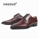 VIKEDUO New Brogues Men's Leather Shoes Brown Patina Wedding Office Shoe Handmade Luxury Brand Formal Dress Shoes Male Footwear