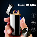 LED Light USB Electronic Lighter Windproof Flameless Dual Arc Cigarette Lighter Fashion Gadgets Smoking Accessories Plasma Light
