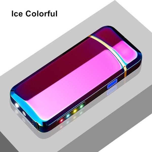 LED Light USB Electronic Lighter Windproof Flameless Dual Arc Cigarette Lighter Fashion Gadgets Smoking Accessories Plasma Light